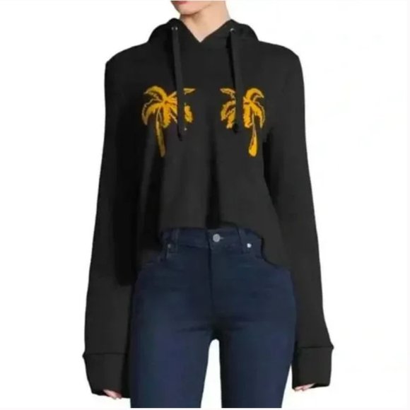 A.L.C. Embroidered Gold Palm Trees Flared Sleeve Hoodie Sweatshirt Size Small - Picture 1 of 6